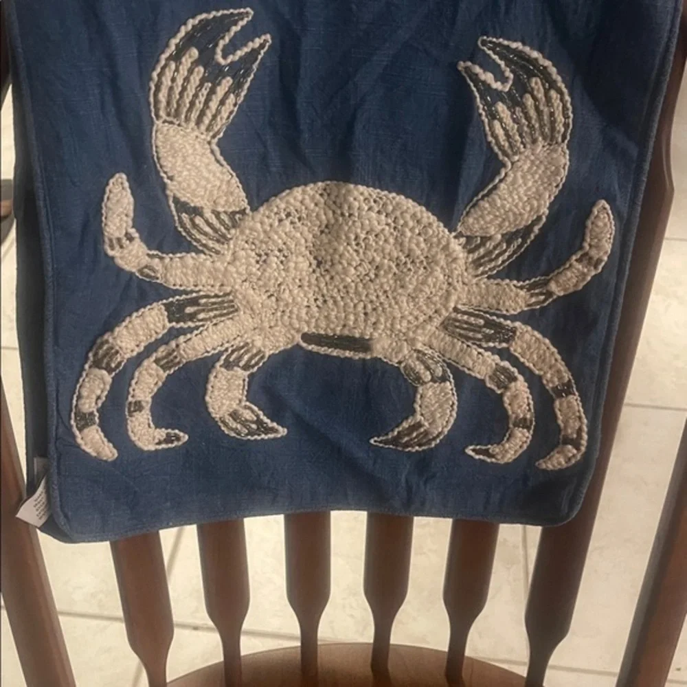 Crab beaded embroidered Table Runner 71x14”